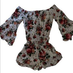 Off shoulder floral romper